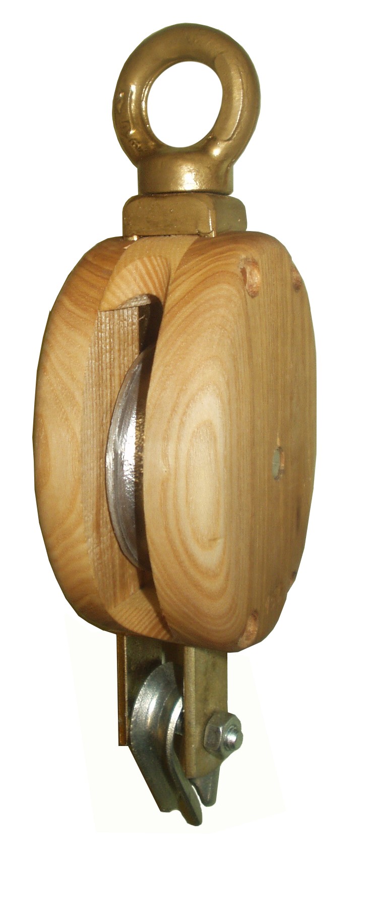 Single swivel eye wooden block
