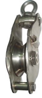 Swivel eye stainless steel snatch block with wide sheave