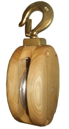 Single swivel eye wooden block